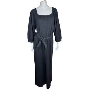 Anybody DayDreamer‎ Knit 3/4 Sleeve Tie Waist Jumpsuit Black Large Spring Casual
